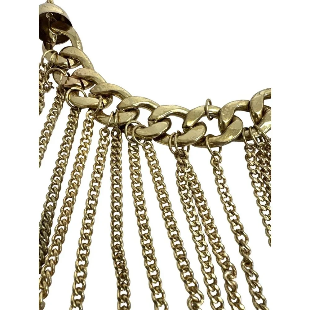 Vintage Gold Tone Fringe Necklace & Earring Set - Picture 3 of 7